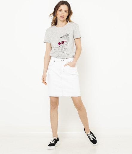Gonna In Denim Colorata Da Donna