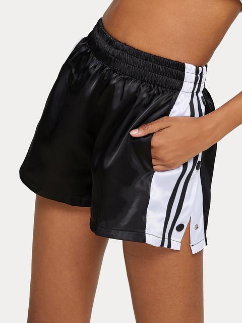 Shorts Track A Righe Con Vita Elasticizzata