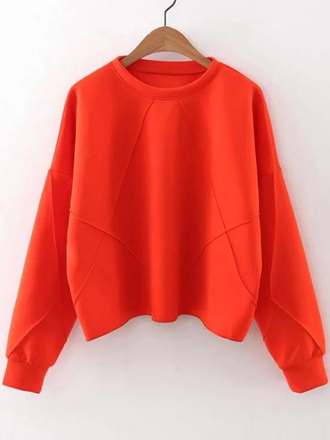 Sudadera Hombro Caído Con Cuello Redondo - Naranja