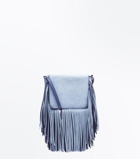 Pale Blue Tassel Fringe Cross Body Bag New Look