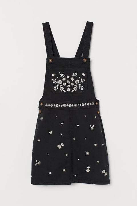 Robe À Bretelles Brodée - Noir