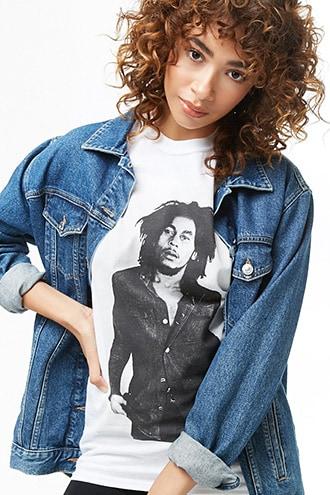 Forever 21 Bob Marley Graphic Tee White/black