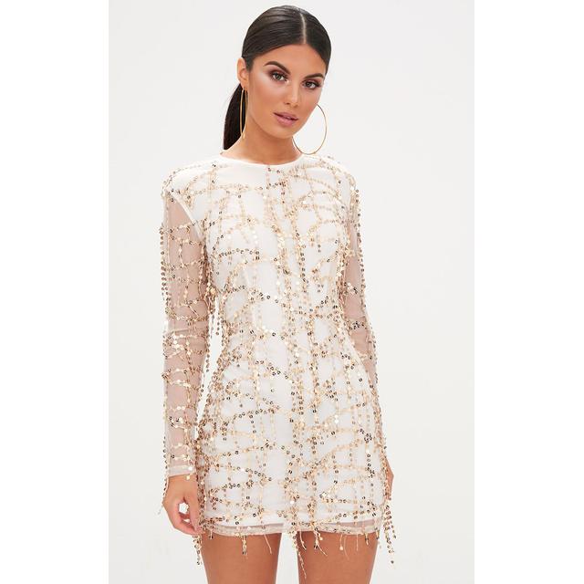 gold long sleeve bodycon dress