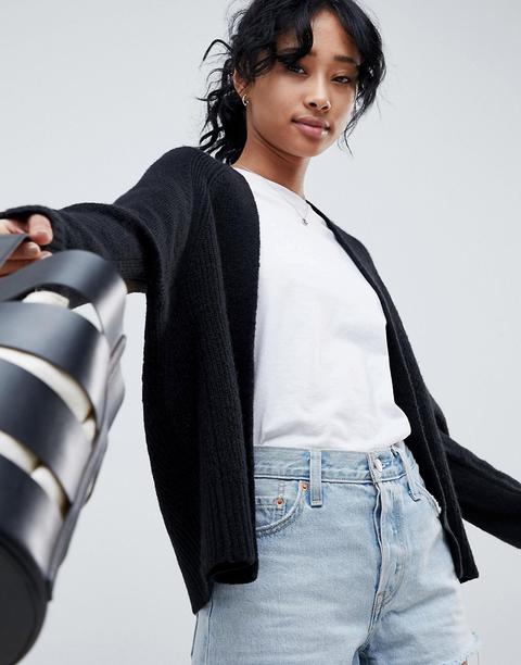 Asos Design - Eco - Strickjacke Aus Flauschgarn - Schwarz
