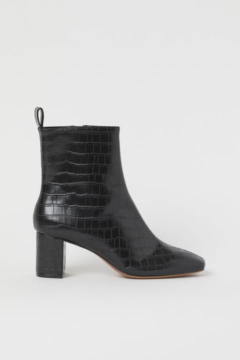Bottines À Talon Bloc - Noir