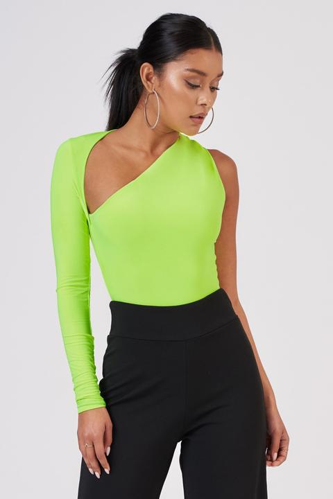 Lime One Shoulder Bodysuit