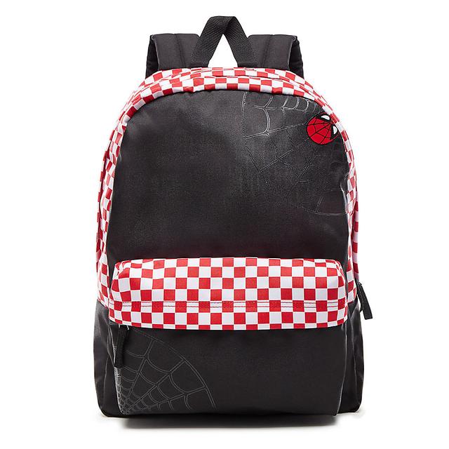 vans realm racing red & checkerboard flame backpack