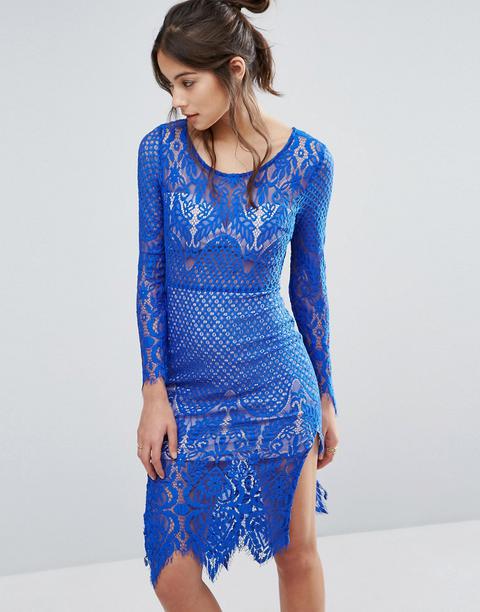 Love Triangle Lace Pencil Midi Dress