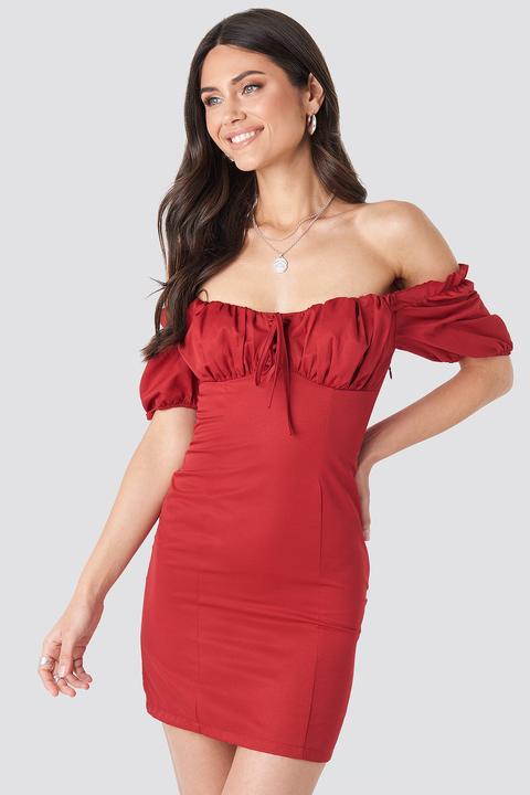 Tie Front Off Shoulder Mini Dress Rot