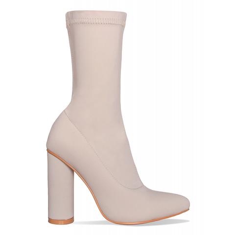 Estelle Stone Lycra Block Heel Ankle Boots