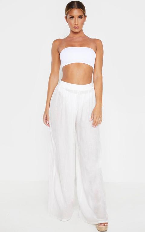 Ecru Wide Leg Beach Floaty Trouser