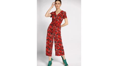 Combinaison-pantalon Col En V Rouge Femme