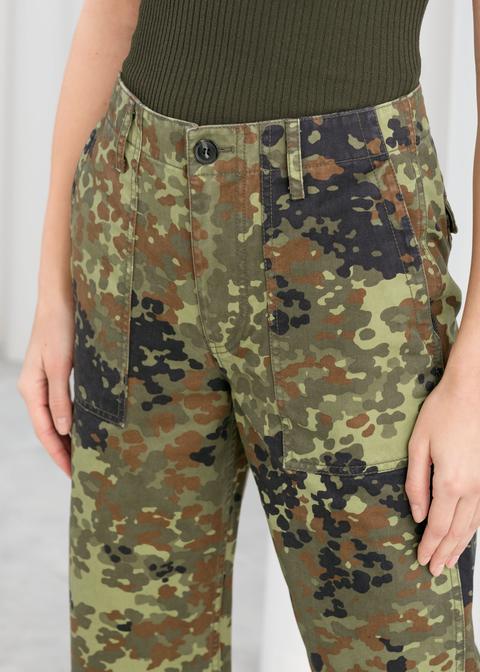 Cropped Camouflage Workwear Trousers