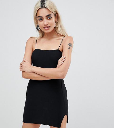 Vestido Básico Y Ajustado De Tirantes En Negro De Boohoo Petite