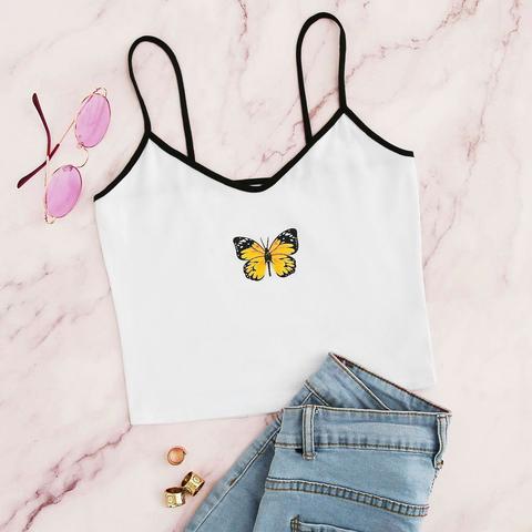 Butterfly Graphic Cropped Cami Top