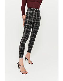 Pantaloni Neri A Quadri A Vita Alta