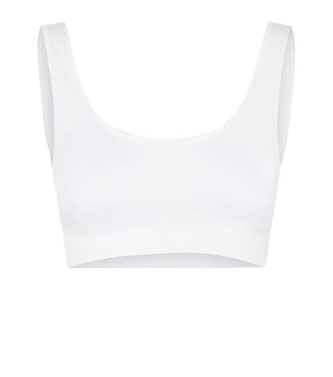 White Ribbed Seamless Crop Top New Look