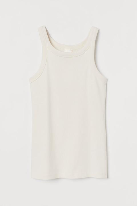 Ribbed Vest Top - White