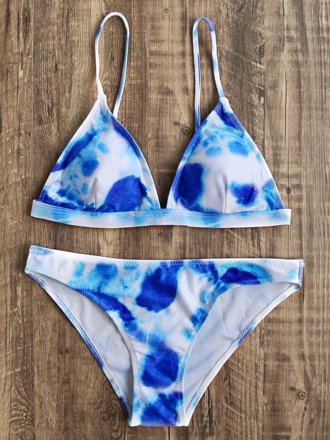 Set Bikini Triángulo - Azul Blanco