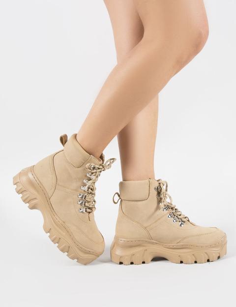 Aim Lace Up Ankle Boots In Sand