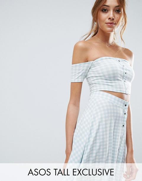 Top Corto De Vichy Abotonado De Conjunto De Asos Tall