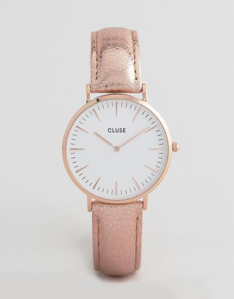 Reloj De Cuero En Dorado Metálico La Boheme Rose Cl18030 De Cluse