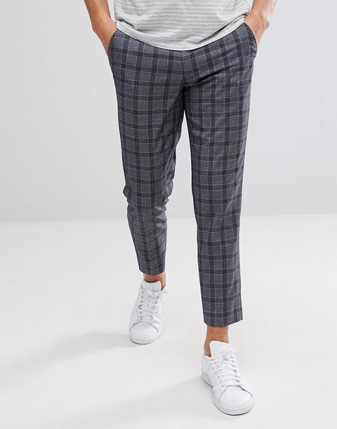 Asos - Pantaloni Skinny Alla Caviglia Grigio A Quadri - Grigio