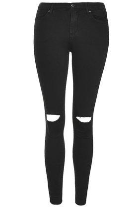 Moto Black Ripped Leigh Jeans