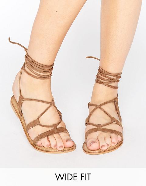 Sandalias De Cuero De Corte Ancho Con Cordones De Asos Foundation