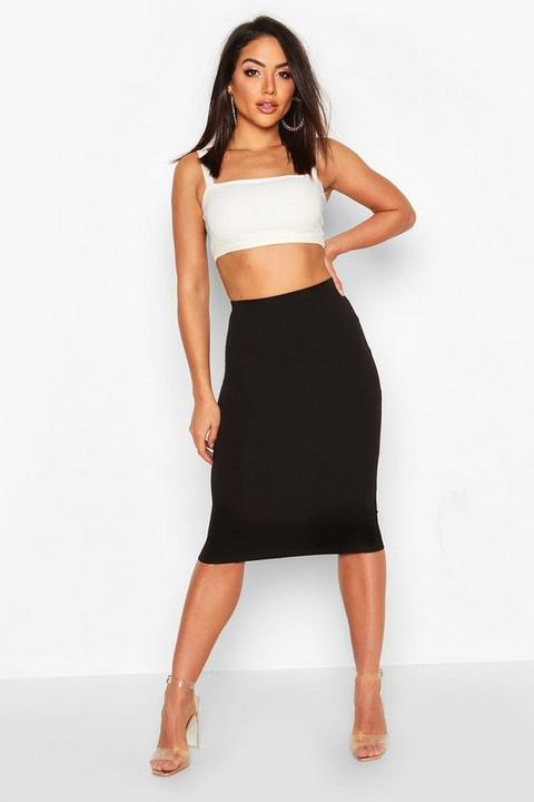 Womens Contoured Midi Skirt - Black - 14, Black