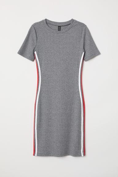 H & M - Short-sleeved Jersey Dress - Grey