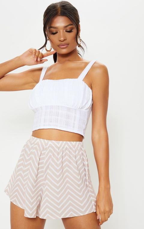 Taupe Chevron Print Floaty Short, Taupe.