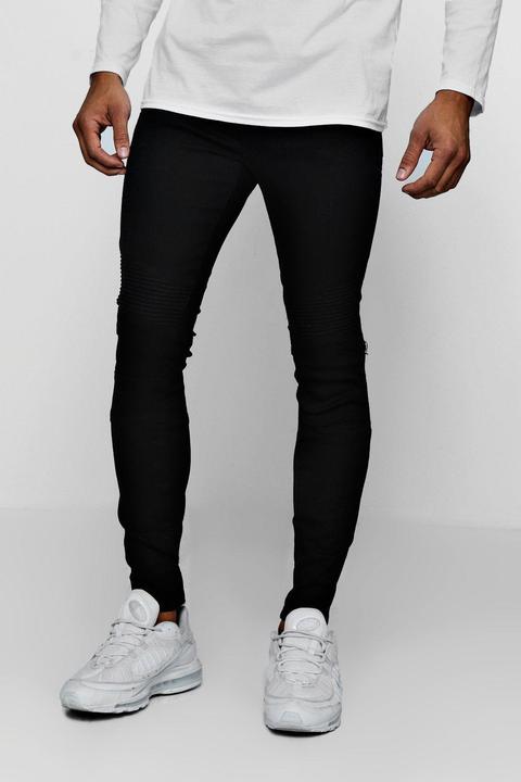 Skinny Fit Black Denim Biker Jeans