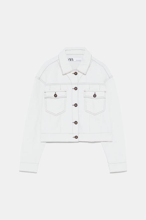 Cropped Jacket With Contrast Piping from Zara on 21 Buttons