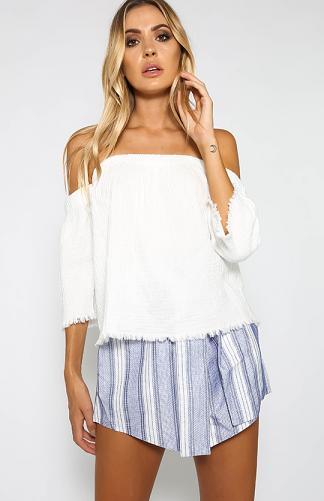 Rosa Fray Hem Top - White