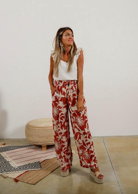 Pantalon Palazzo Estampado Teja from The Desire Shop on 21 Buttons