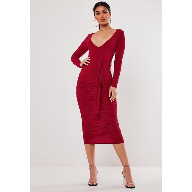 missguided red plunge dress