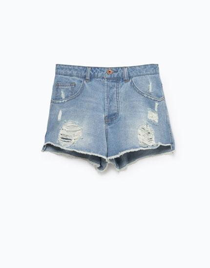 Short Denim High Waist. Rotos.