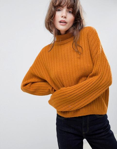 Jersey Esponjoso De Canalé Con Cuello Alto De Asos Design