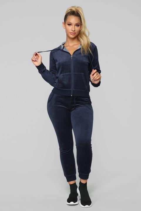 The Og Velour Lounge Set - Navy