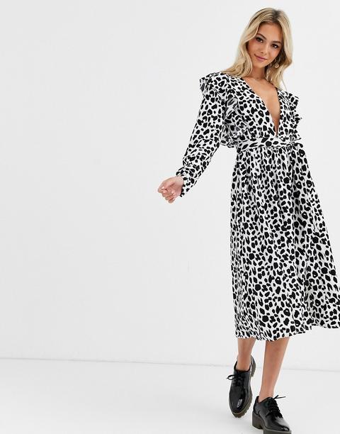 monochrome midi dress