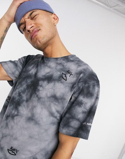 Camiseta En Diseño Teñido Anudado Negro Subtle De Sex Skateboards