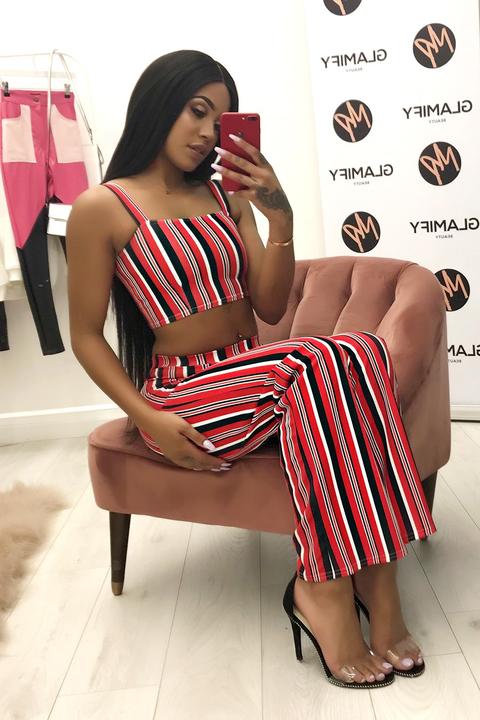 Miley Red Striped Two Piece Set