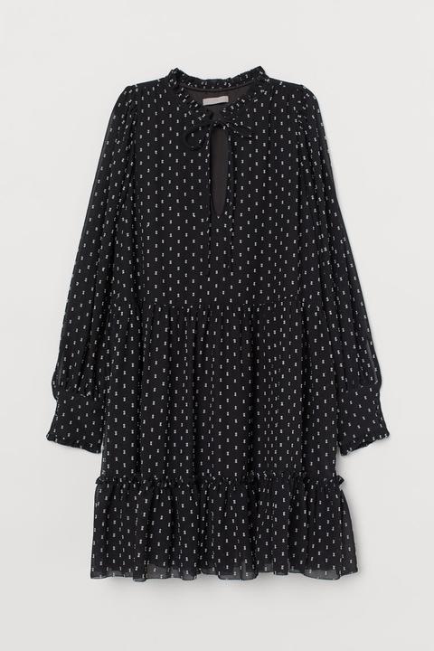 Robe Ample En Mousseline - Noir