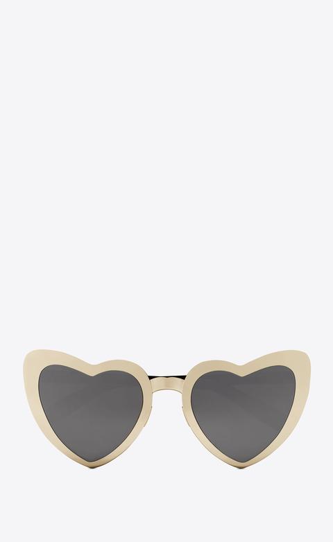 Occhiali Da Sole New Wave 196 Loulou Cuore Dorati In Metallo, Neri In Acetato E Lenti Grigie