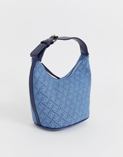 Asos Design - Sac Porté Épaule En Jean Style 90's Avec Monogramme-bleu