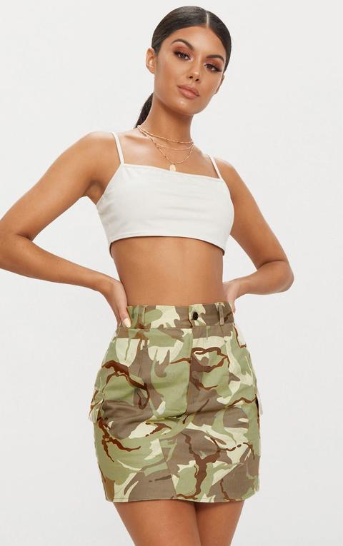 Khaki Camo Cargo Mini Skirt