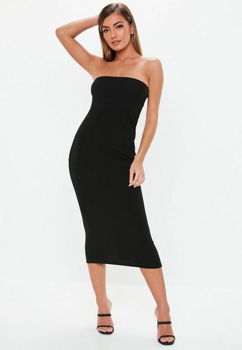 black bandeau midi dress