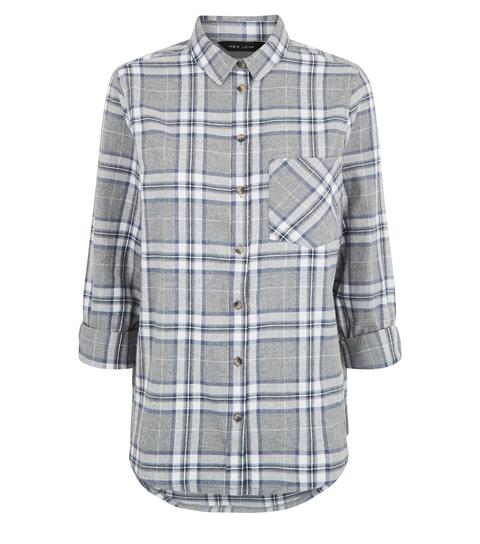 Blue Check Long Sleeve Shirt New Look