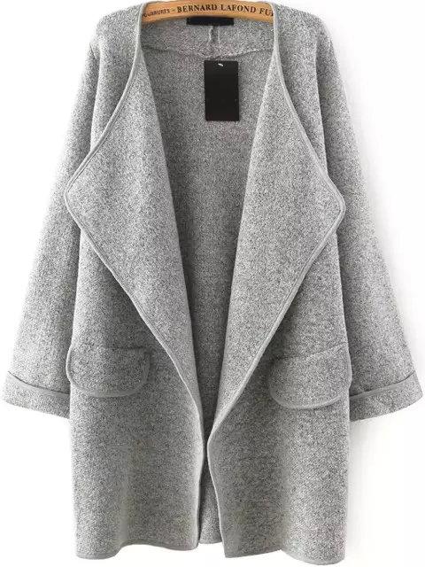 Chaqueta Solapa Manga Larga Suelta -gris